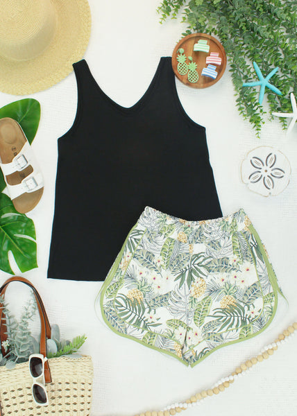 IN STOCK Vera V Neck Tank - Black - Pumpkin Patch Co