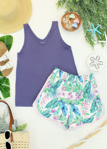 IN STOCK Vera V Neck Tank - Slate Purple - Pumpkin Patch Co