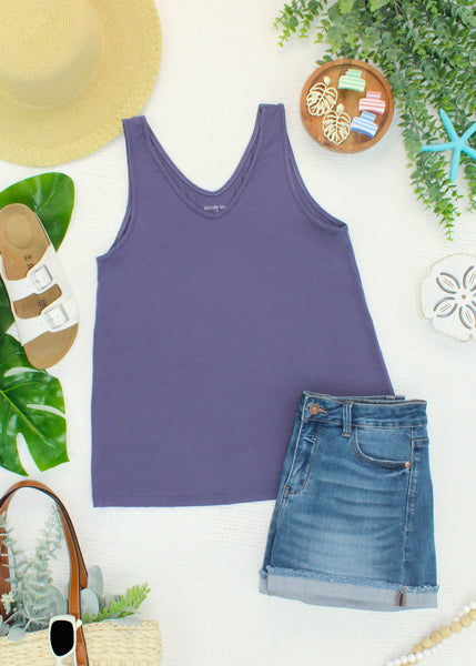 IN STOCK Vera V Neck Tank - Slate Purple - Pumpkin Patch Co