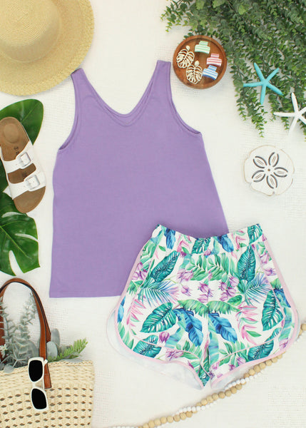 IN STOCK Vera V Neck Tank - Lavender - Pumpkin Patch Co