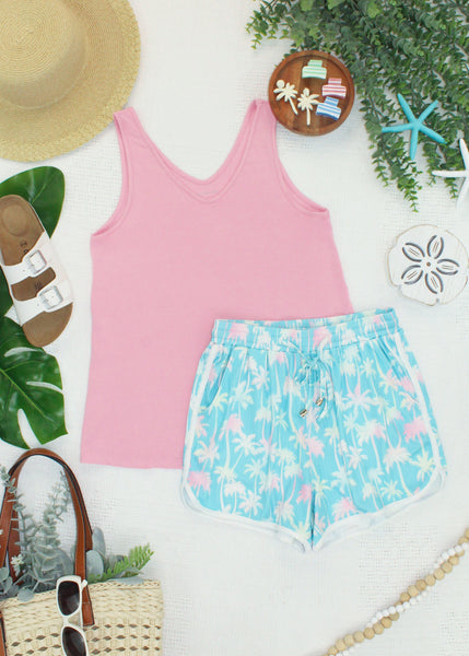 IN STOCK Vera V Neck Tank - Pink - Pumpkin Patch Co