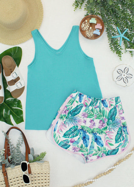 IN STOCK Vera V Neck Tank - Teal - Pumpkin Patch Co