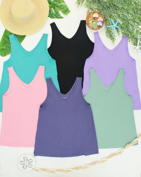 IN STOCK Vera V Neck Tank - Black - Pumpkin Patch Co