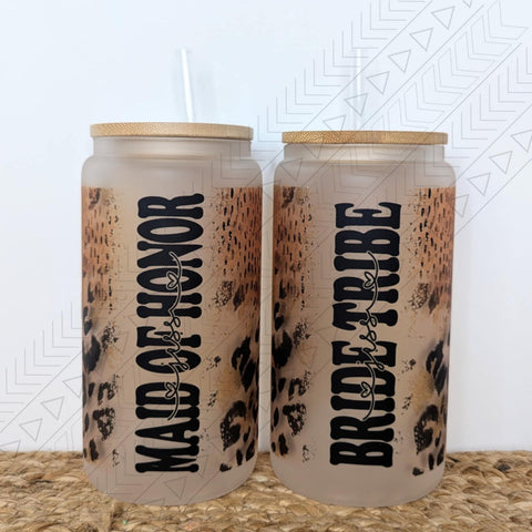 Animal Print Personalized Frosted Glass glass can