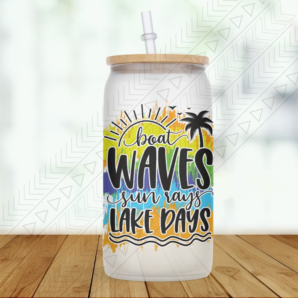 Boat Waves Sun Rays Lake Days Glass Can