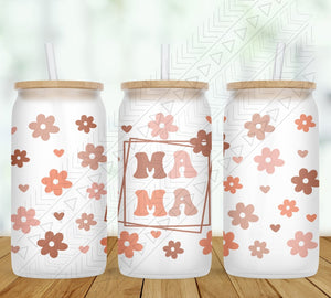 Boho Flower Mama Glass Can