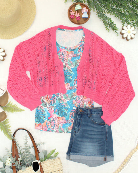 IN STOCK Callie Cropped Cardigan - Pink - Pumpkin Patch Co