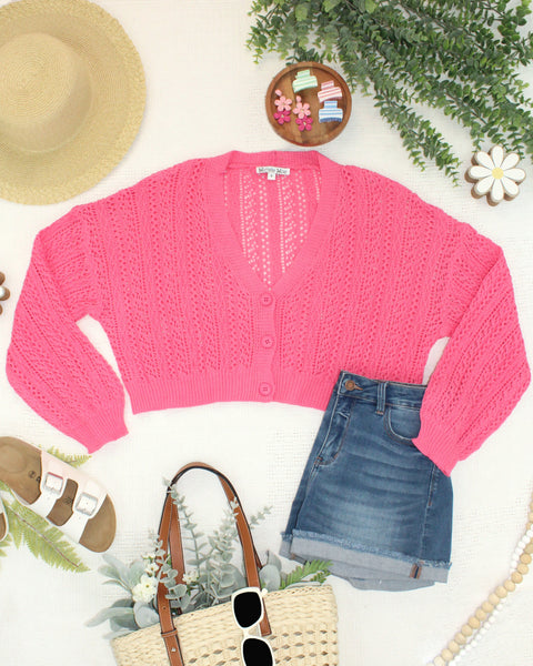IN STOCK Callie Cropped Cardigan - Pink - Pumpkin Patch Co
