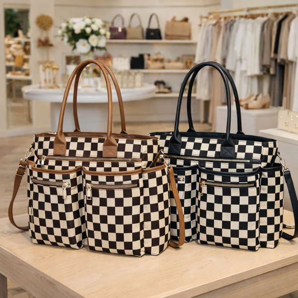 PREORDER: On-The-Go Checkered Organizer Tote RERUN 6.8.26 osym - Pumpkin Patch Co