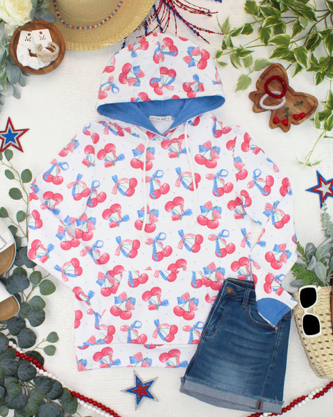 IN STOCK Hailey Pullover Hoodie - Patriotic Cherries - Pumpkin Patch Co