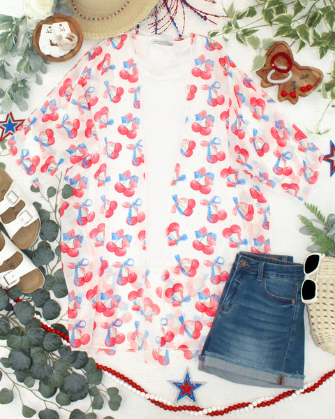 IN STOCK Patriotic Cherries Kimono - Pumpkin Patch Co