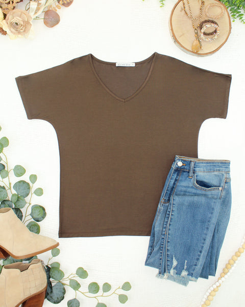 IN STOCK Chloe Cozy Top - Brown - Pumpkin Patch Co
