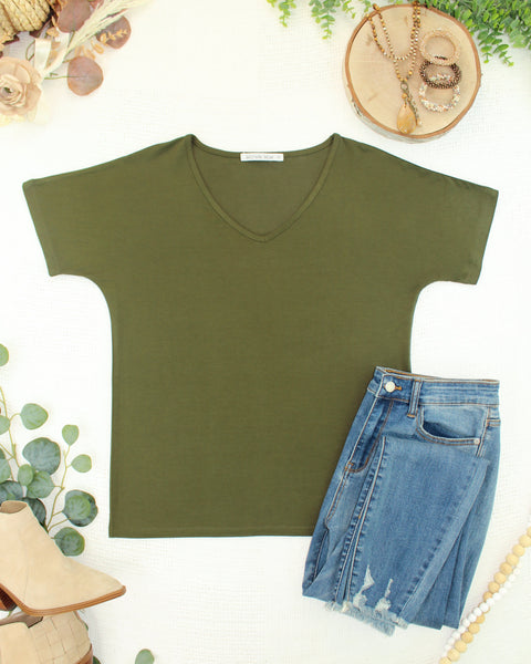 IN STOCK Chloe Cozy Top - Dark Olive - Pumpkin Patch Co