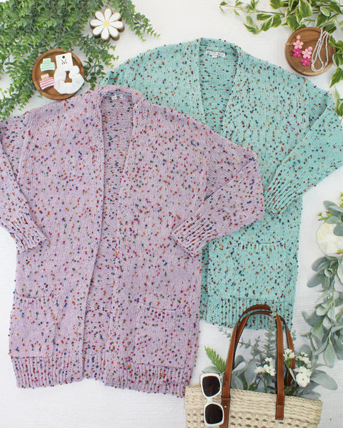 IN STOCK Carly Confetti Dot Cardigan - Aqua Blue