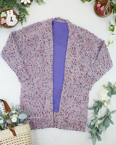 IN STOCK Carly Confetti Dot Cardigan - Lavender