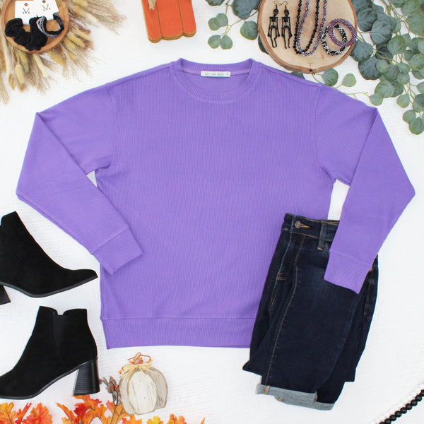 IN STOCK Corrine Ribbed Pullover Top - Purple - Pumpkin Patch Co