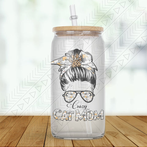 Crazy Cat Mom Glass Can