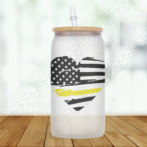 Dispatcher Flag Heart Frosted Glass Glass Can