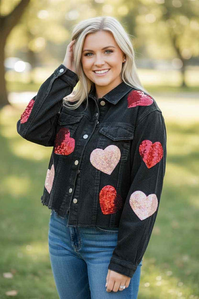 RTS: Sequin Heart Corduroy Shacket!