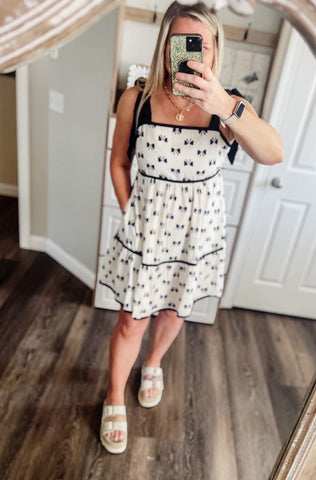 RTS: Black and White Bow Dress