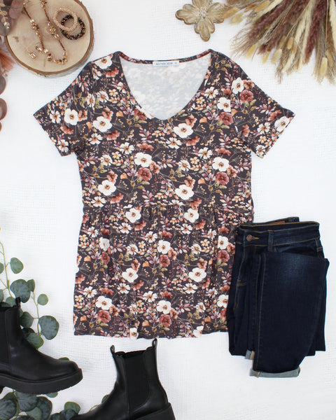 IN STOCK Sarah Ruffle Short Sleeve - Blushwood Floral