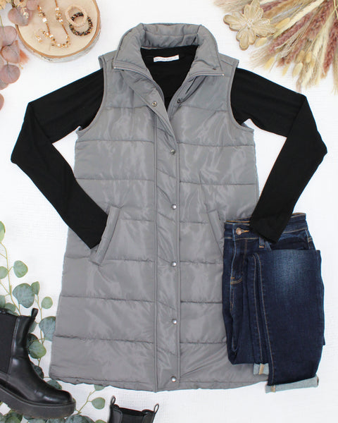 IN STOCK Harlow Long Vest - Grey