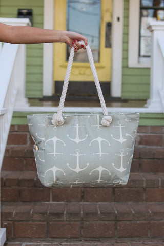 IN STOCK Rope Handle Beach Bag - Mist Anchors