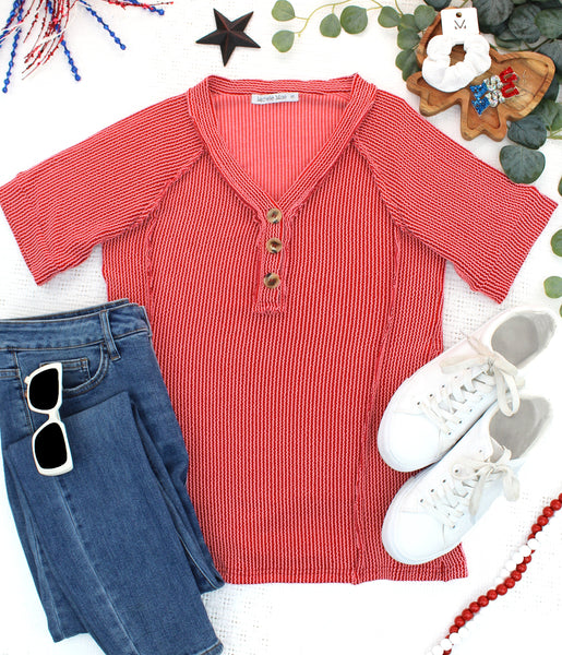 IN STOCK Juliette Button Top - Red - Pumpkin Patch Co