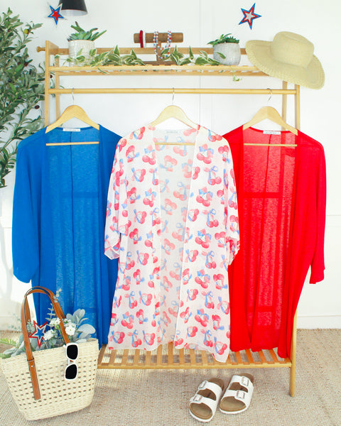 IN STOCK Patriotic Cherries Kimono - Pumpkin Patch Co