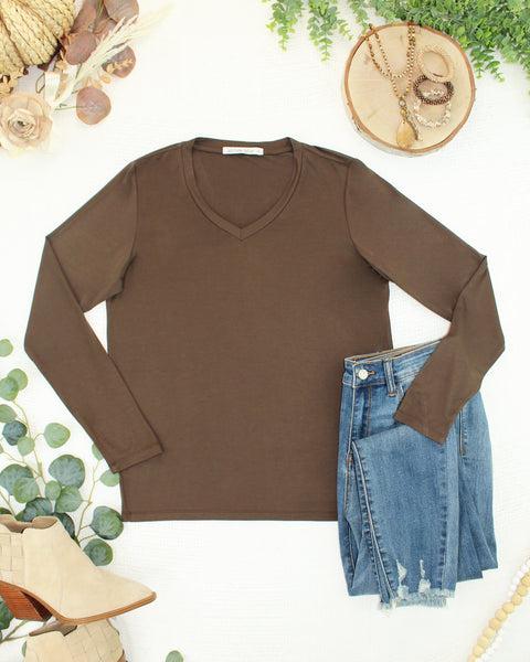 IN STOCK Larissa Long Sleeve - Brown - Pumpkin Patch Co
