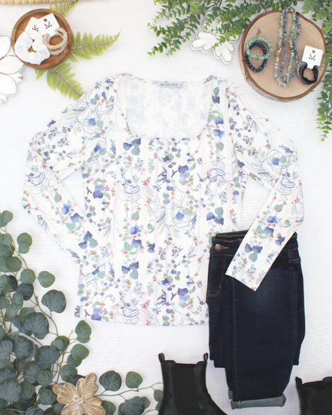 IN STOCK Alyssa Long Sleeve Top - Olive Meadow - Pumpkin Patch Co