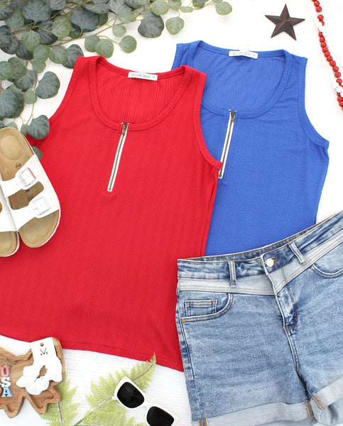 IN STOCK Mila Zipper Tank - Red - Pumpkin Patch Co