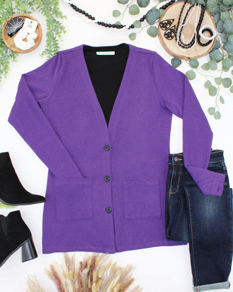 IN STOCK Cori Cardigan - Heathered Purple - Pumpkin Patch Co