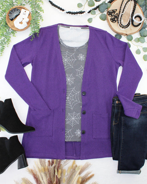 IN STOCK Cori Cardigan - Heathered Purple - Pumpkin Patch Co