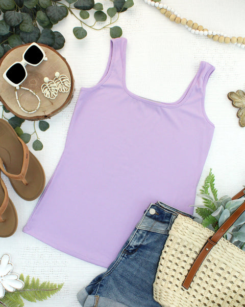 IN STOCK Rachel Ribbed Tank -  Lavender - Pumpkin Patch Co