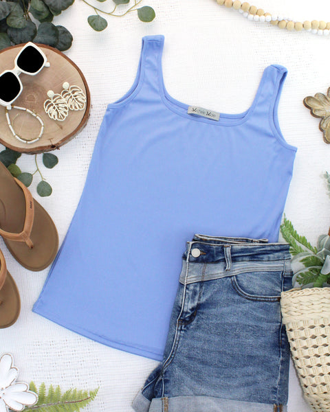 IN STOCK Rachel Ribbed Tank -  Sky Blue - Pumpkin Patch Co