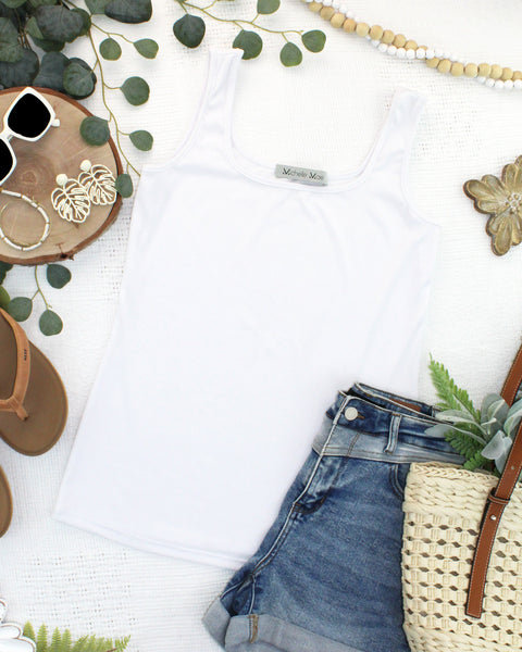 IN STOCK Rachel Ribbed Tank - White - Pumpkin Patch Co