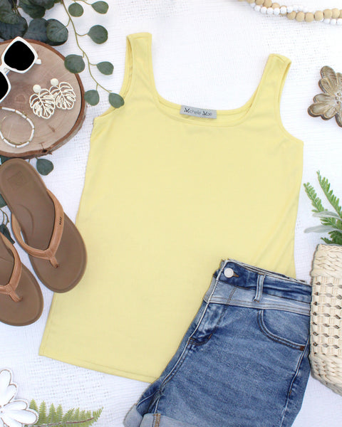 IN STOCK Rachel Ribbed Tank - Yellow - Pumpkin Patch Co