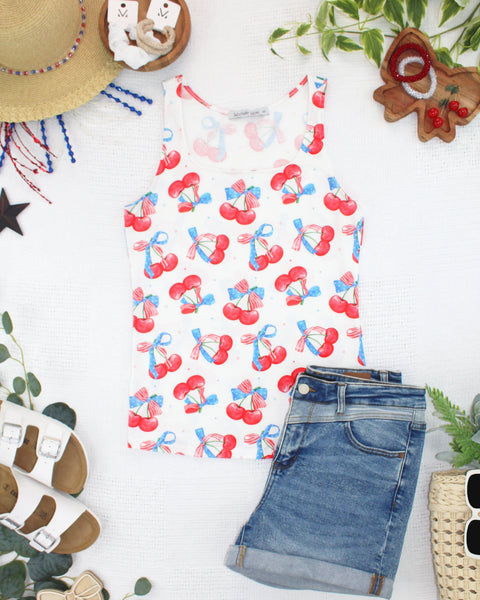 IN STOCK Romy Tank - Patriotic Cherries - Pumpkin Patch Co
