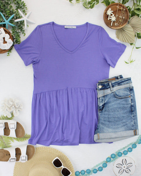 IN STOCK Sarah Ruffle Short Sleeve - Periwinkle Purple - Pumpkin Patch Co