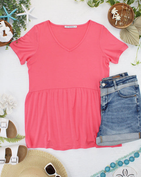 IN STOCK Sarah Ruffle Short Sleeve - Sun Kissed Coral - Pumpkin Patch Co