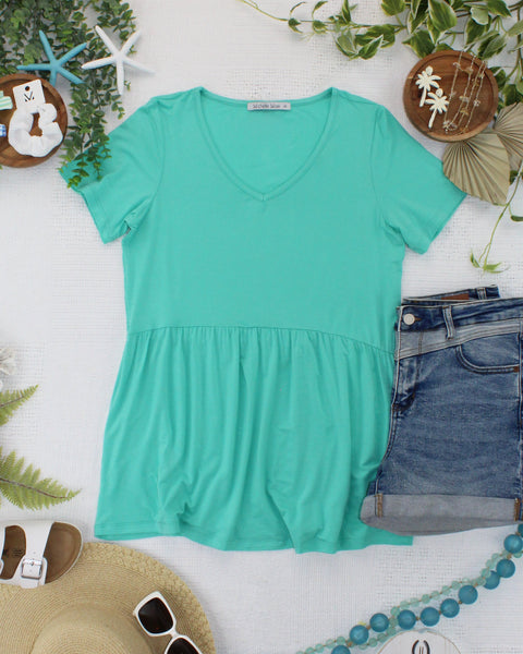 IN STOCK Sarah Ruffle Short Sleeve - Turquoise - Pumpkin Patch Co