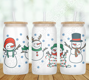 Snowmen Glass Can