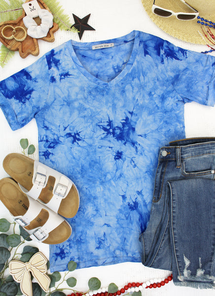 IN STOCK Sophie Top - Blue Tie Dye - Pumpkin Patch Co