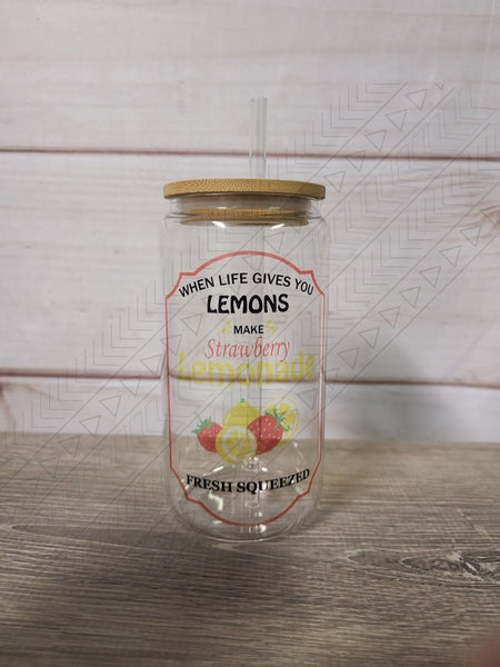Strawberry Lemonade Clear Glass Glass Can