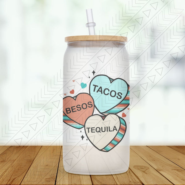 Tacos Besos Tequila Glass Can