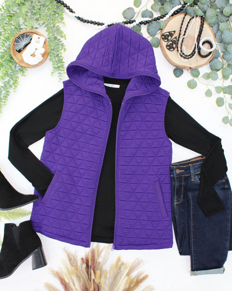 IN STOCK Heather Geometric Hooded Vest - Purple - Pumpkin Patch Co