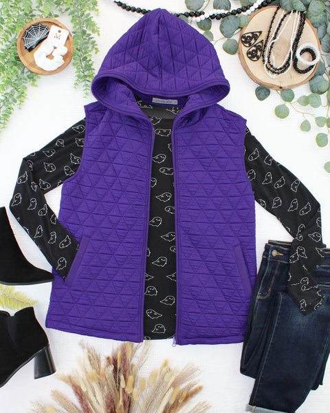 IN STOCK Heather Geometric Hooded Vest - Purple - Pumpkin Patch Co