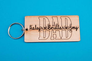 Wood Dad Keychain (Customizable)